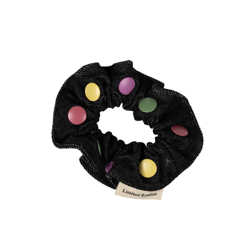 Limited Edition Denim Snap Scrunchie - Black Denim