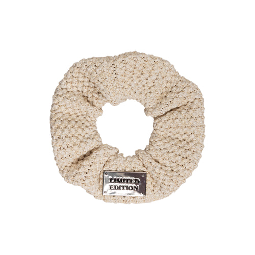 Limited Edition Crochet Raffia Scrunchie - Pale Beige