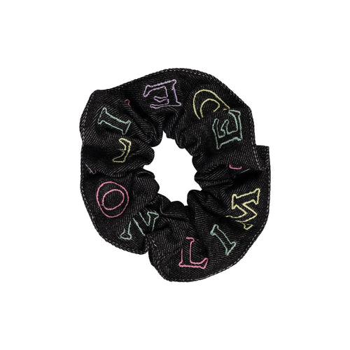 Limited Edition Embroidered Logo Scrunchie - Black Denim