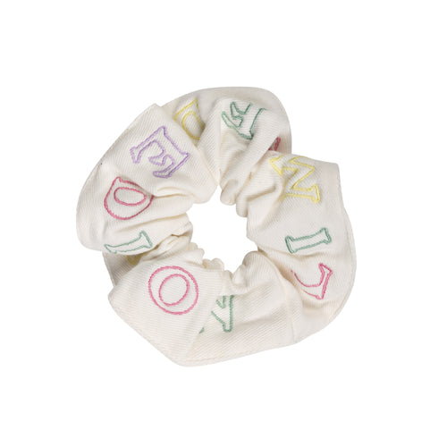 Limited Edition Embroidered Logo Scrunchie - White