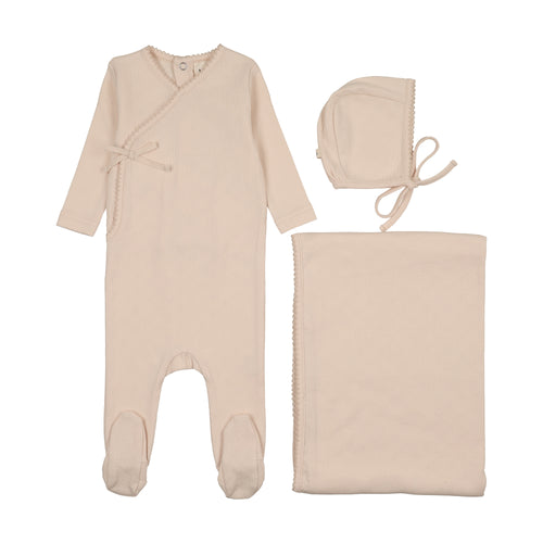 Mema Knits Pointelle Layette Set - Light Pink