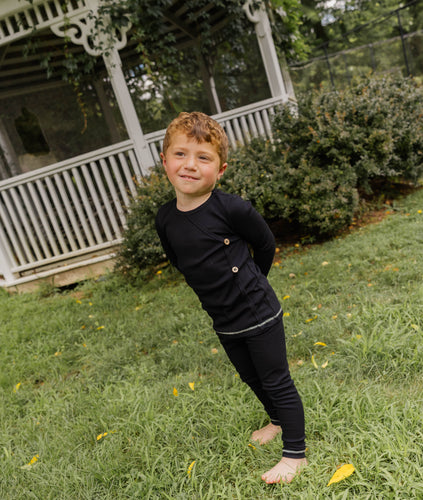 Little Label Boys Black Weekend Wrap Pajama Buttons