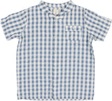 Lil Legs Gingham Collar Shirt - Bright Blue