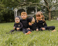 Load image into Gallery viewer, Little Label Girls Black Weekend Wrap Pajama Bows