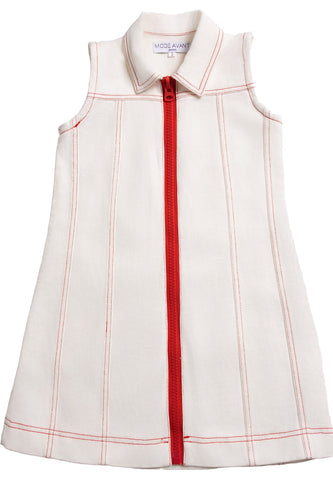 Mode Avant Red Zip Jumper - White Denim