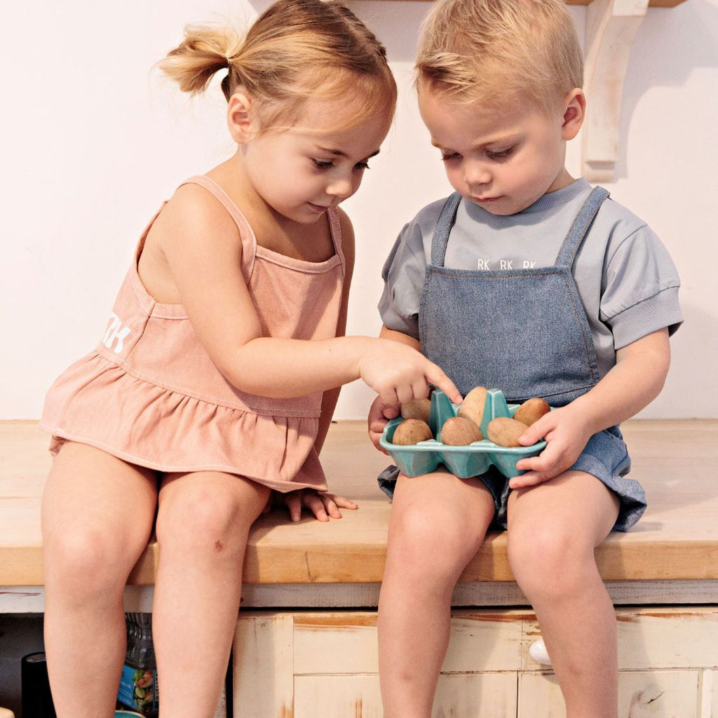 Retro Kid Hollis Baby Girl Ruffle Tank + Bloomers Set - Pink Denim