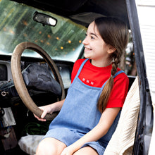 Load image into Gallery viewer, Retro Kid Hollis Strap Ruffle Dress - Blue Denim