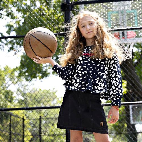 Rooie And Friends Girls KNEE LENGTH Skirt - Black Denim