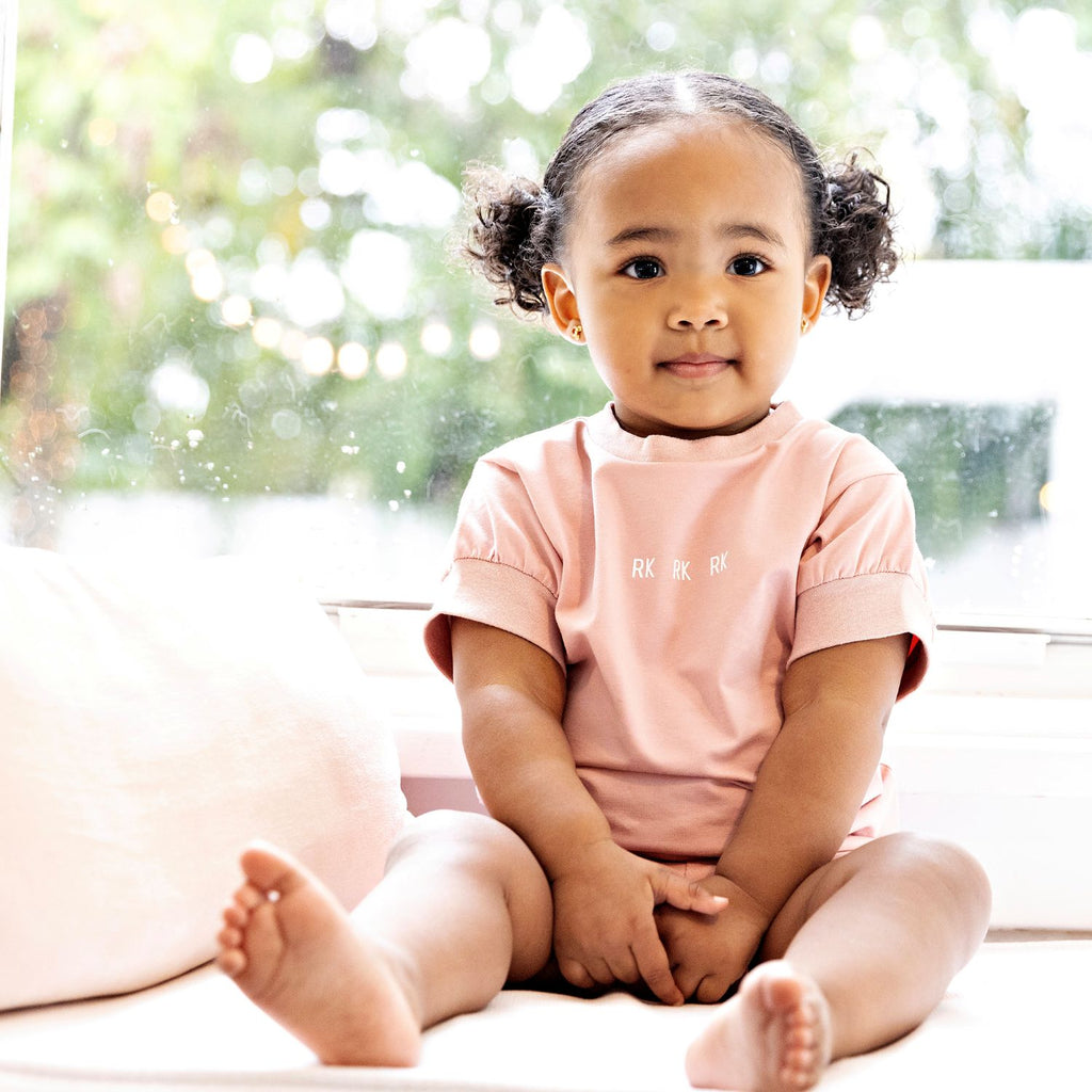 Retro Kid Hollis RK Logo Baby Tee And Shorts Set - Pink