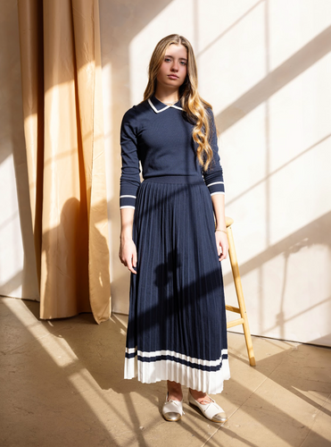 Coco Blanc Collared Sweater - Navy