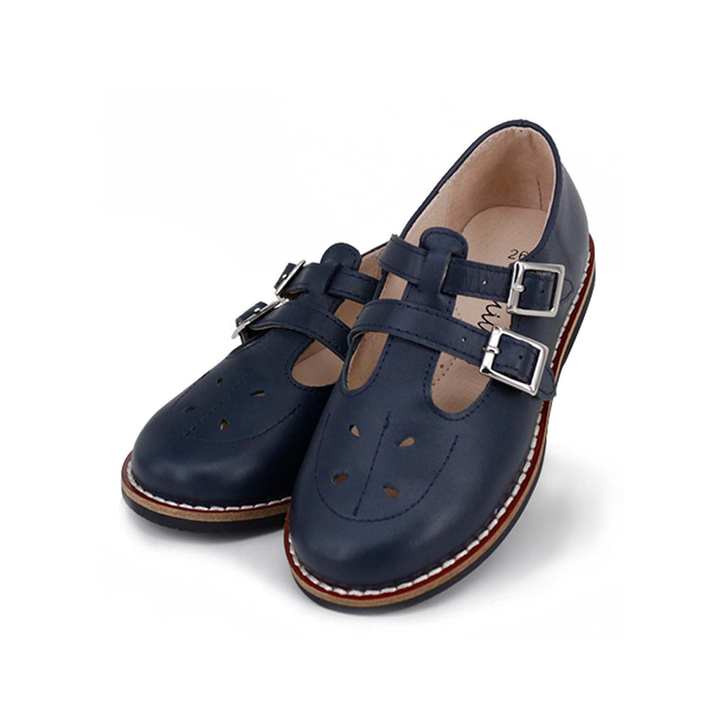 Camille Shoes Estella Clunky Navy Leather