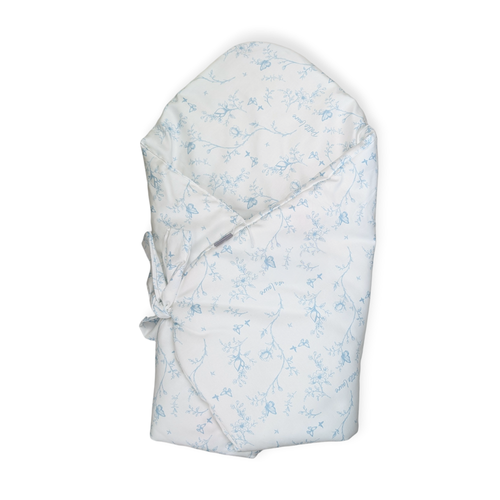 Petite Laure Secret Garden Baby Wrap With Bow  - Dusty Blue