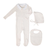 Little Parni Pointelle Footie, Bonnet And Bib (K656) - Pink