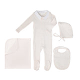 Little Parni Pointelle Footie, Bonnet, Bib & Blanket (K656+K657) - Pink