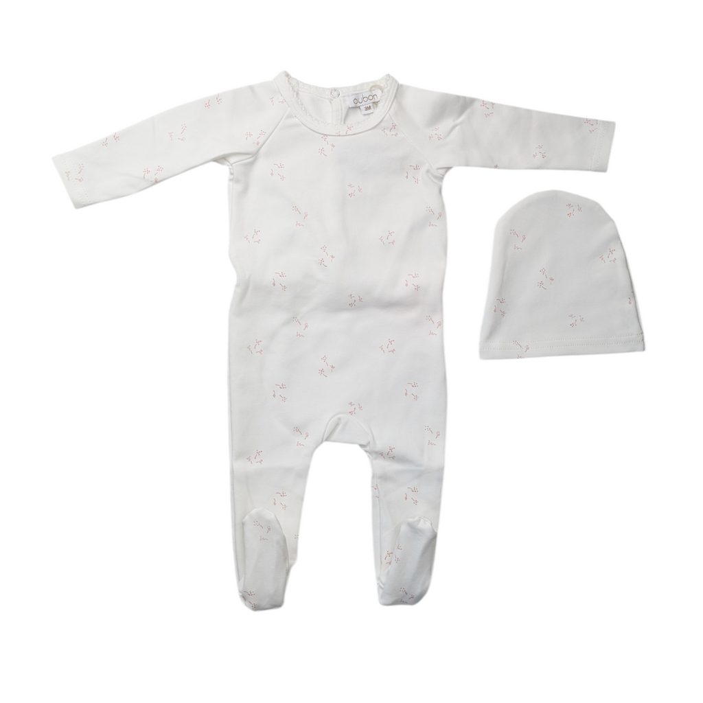 Oubon Girls Whisper Bloom Footie And Hat