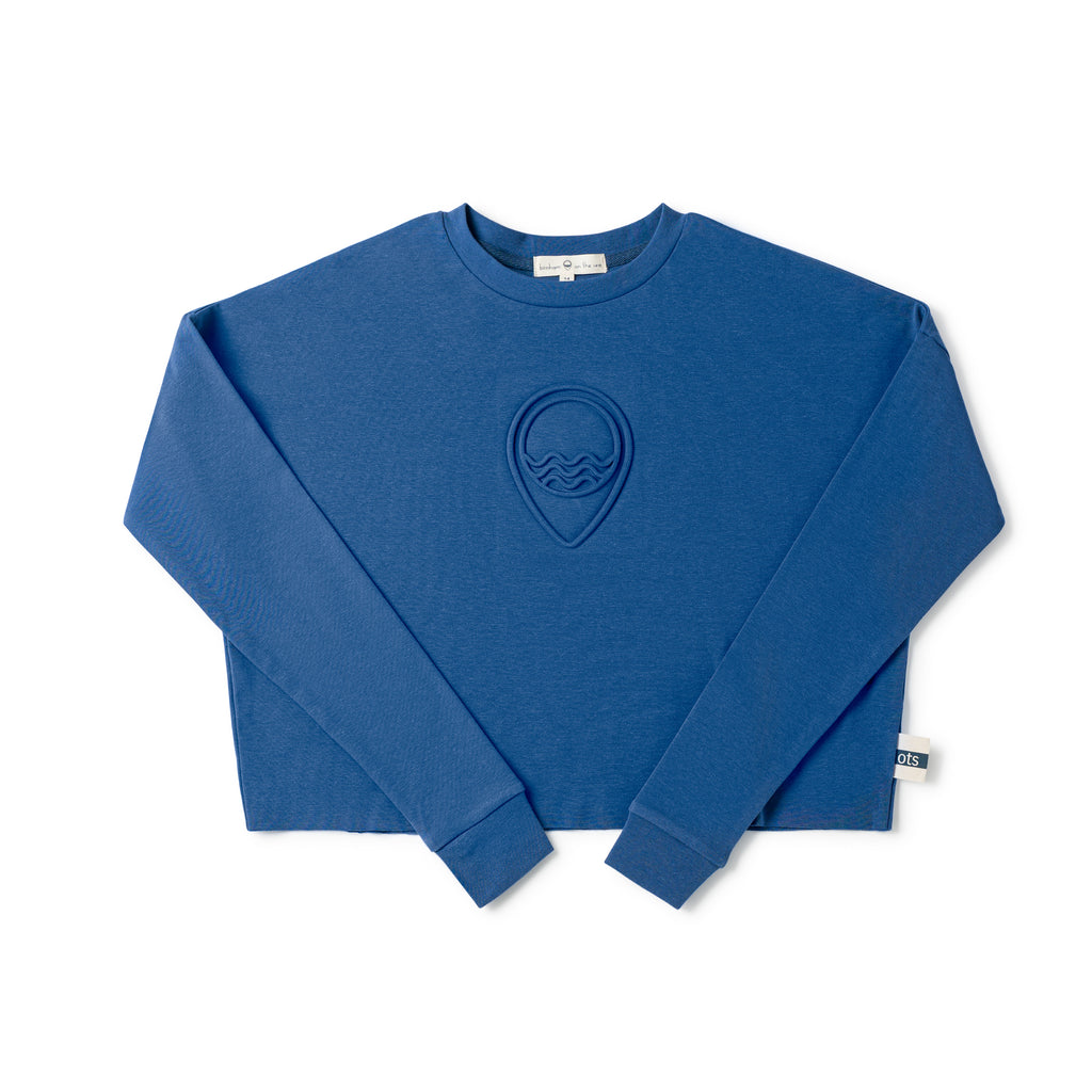 Birnham On The Sea Teen Cropped Logo Tee - English Blue