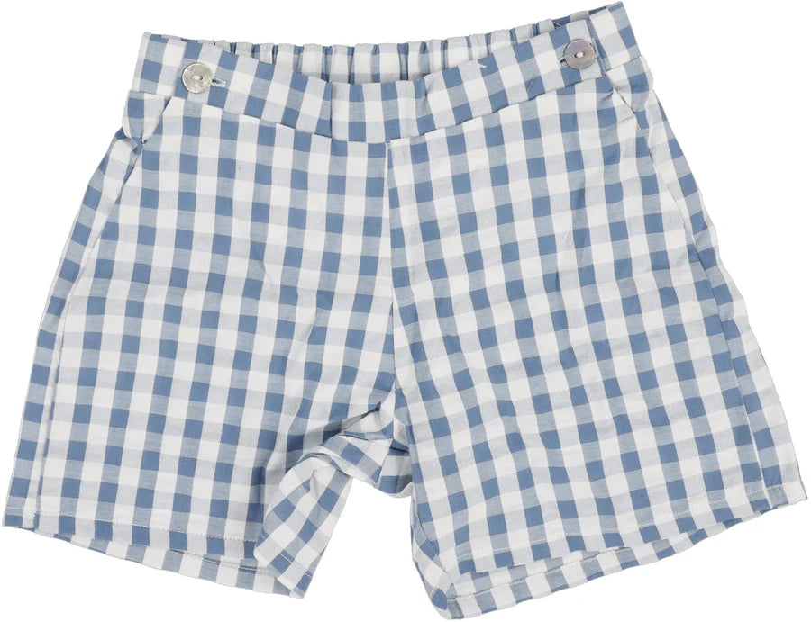 Lil Legs Gingham Pull On Shorts - Bright Blue