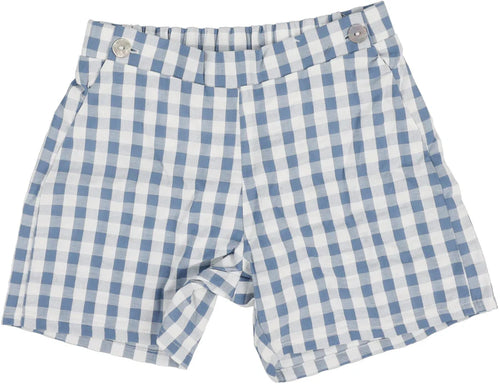 Lil Legs Gingham Pull On Shorts - Bright Blue