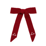 Le Enfant Soft Knit Embroidered Bow - Red