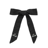 Le Enfant Soft Knit Embroidered Bow - Grey