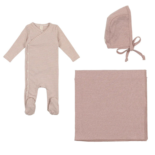 Lil Legs Heather Stripe Layette Set -Lilac