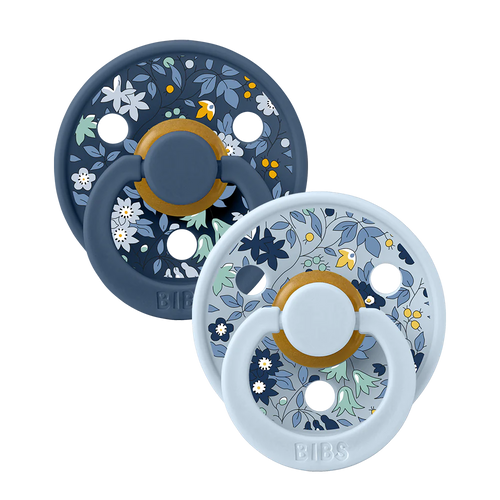 Bibs Pacifier De Lux Liberty Natural Rubber 2 Pk Chamomile Lawn Baby Blue Mix One Size