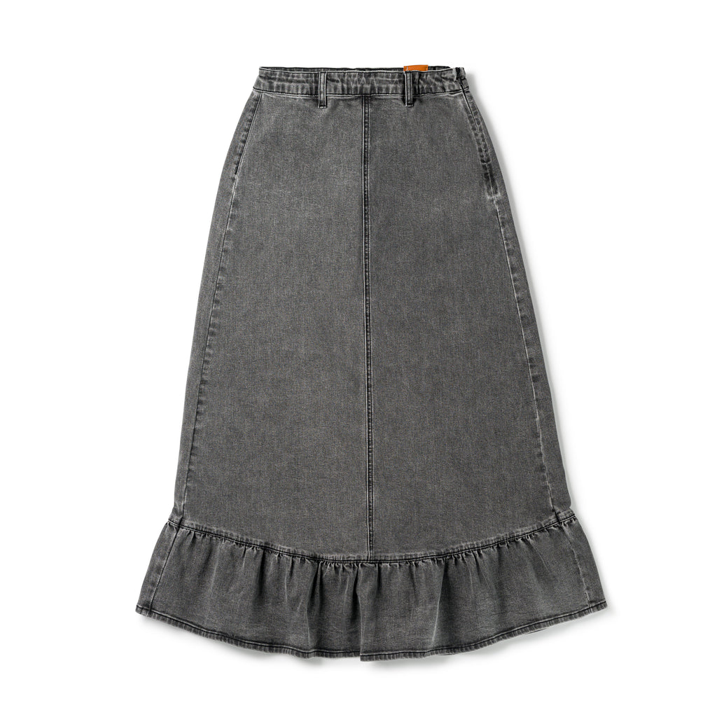 Birnham On The Sea Teen Ruffle Midi Skirt - Black Wash