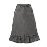 Birnham On The Sea Teen Ruffle Midi Skirt - Black Wash