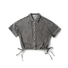 Load image into Gallery viewer, Birnham On The Sea Teen Drawstring Top - Black Wash