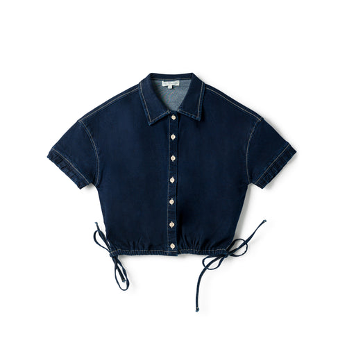 Birnham On The Sea Teen Drawstring Top - Indigo