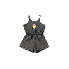Load image into Gallery viewer, Birnham On The Sea Girls Gathered Romper - Black Wash