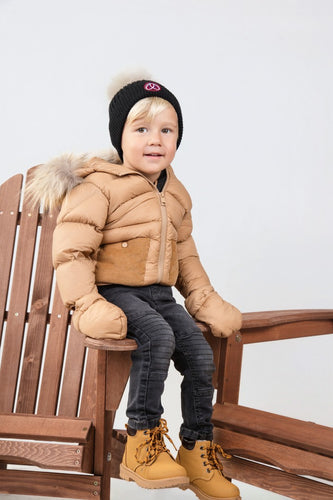 Ellabee Bella Enfant Fur Down Jacket - Cappucino/Corduroy/Beige Lining