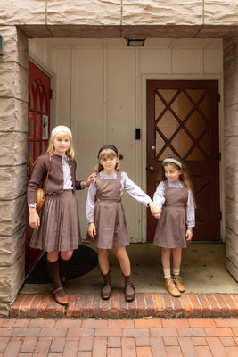 NouNelle Brown Scallop Jumper And Pinstripe Shirt Set