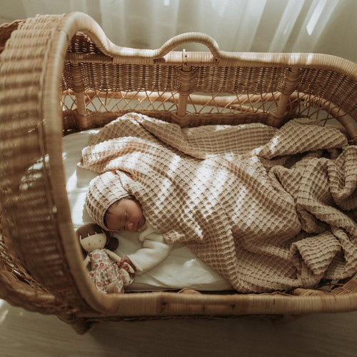 Peluche Crochet Waffle Knit Blanket - Cream