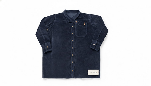 Birnham On The Sea Pleat Detail Shirt Dress - Navy Corduroy