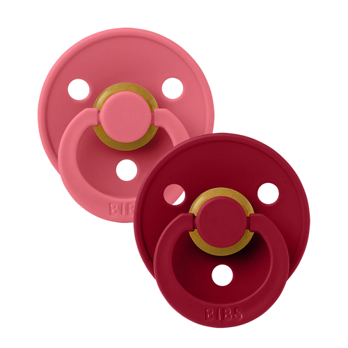 Bibs Pacifier Latex 2 Pk Coral/Ruby Size 1 - 0-6m