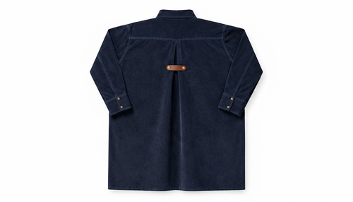 Birnham On The Sea Pleat Detail Shirt Dress - Navy Corduroy