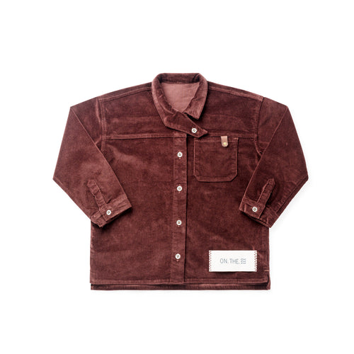 Birnham On The Sea Boy Crossover Collar Shirt - Brick Corduroy