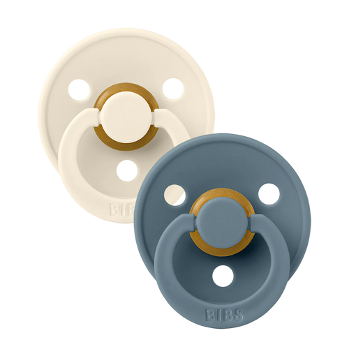 Bibs Pacifier Latex Ivory/Petrol Blue Size 1 - 0-6m