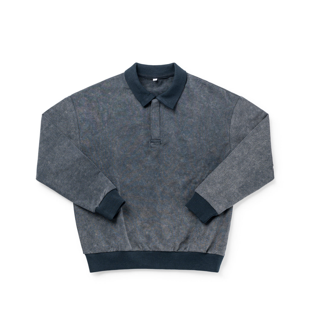 Birnham On The Sea Boy Sweatshirt Polo - Navy Wash
