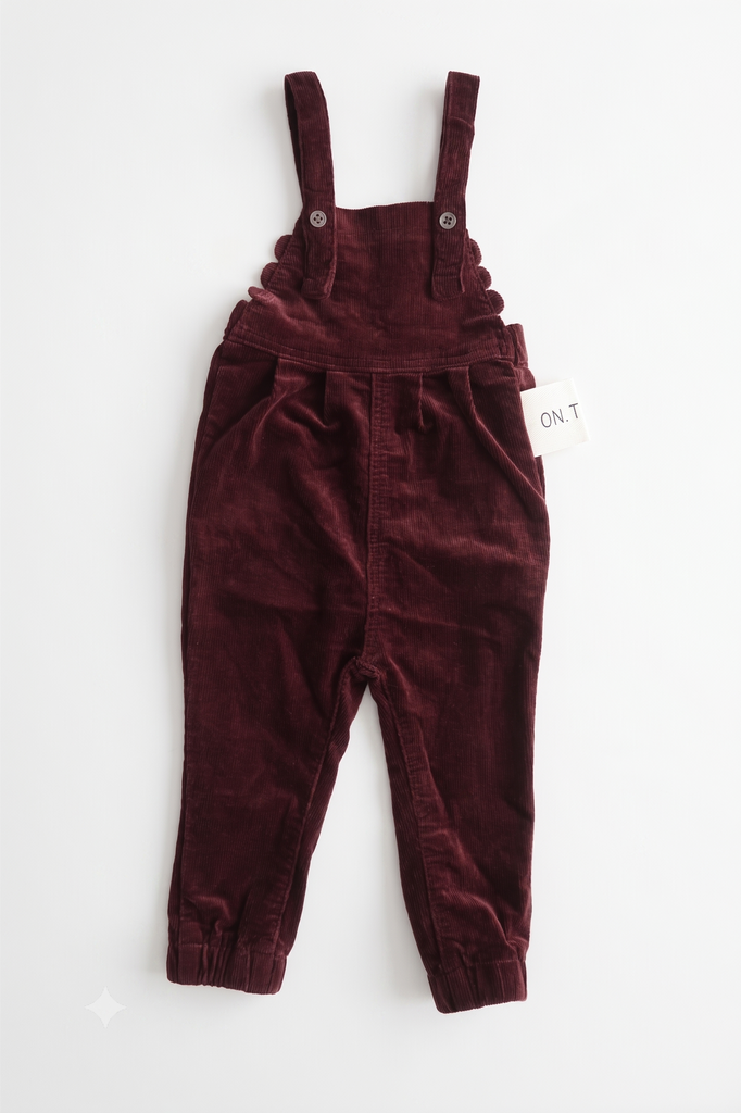 Birnham On The Sea Scalloped Girls Overall - Brick Corduroy