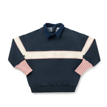 Load image into Gallery viewer, Birnham On The Sea Ribbed Sleeve Collar Sweatshirt - Navy/Cream