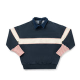 Birnham On The Sea Ribbed Sleeve Collar Sweatshirt - Navy/Cream