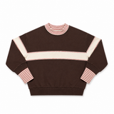 Birnham On The Sea Ribbed Sleeve Mockneck Sweatshirt - Brown/Cream