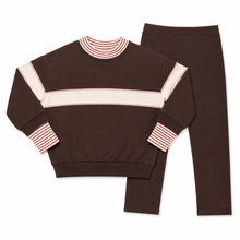 Load image into Gallery viewer, Birnham On The Sea Ribbed Sleeve Mockneck Sweatshirt Set - Brown/Cream