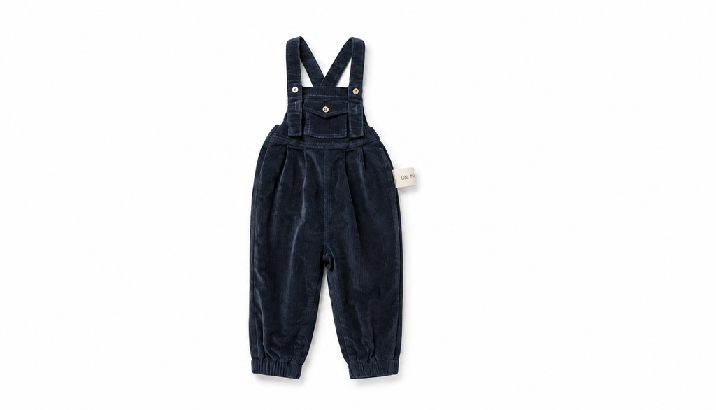 Birnham On The Sea Front Pocket Overalls - Navy Corduroy