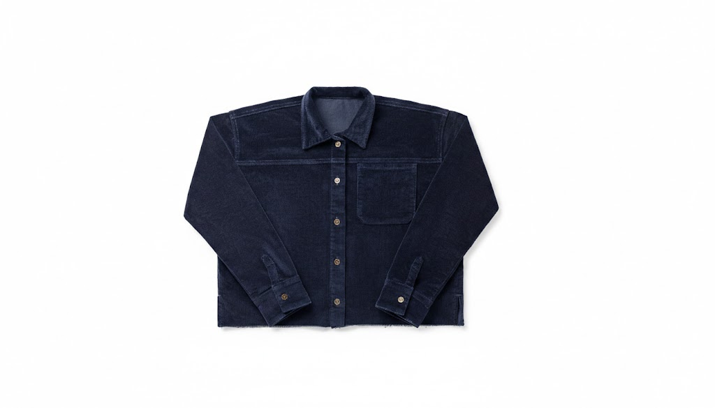 Birnham On The Sea Teen Pleat Detail Shirt - Navy Corduroy