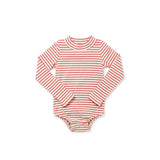 Birnham On The Sea Mockneck Onesie - Brick Stripe