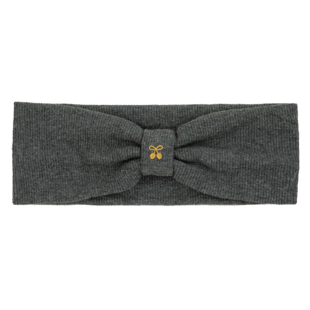 Le Enfant Gold Cherry Embroidered Baby Sweatband - Dark Grey
