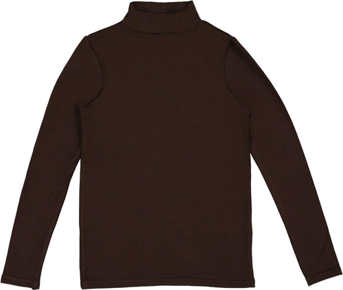 Lil Legs Bamboo Long Sleeve Mockneck - Chocolate Brown